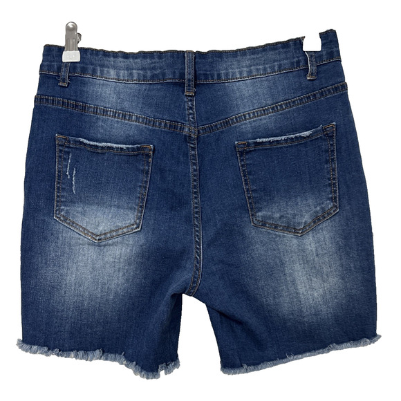 Women's L Distressed Ripped Denim Shorts Sexy Rockabilly Summer Travel Everyday - Picture 3 of 8